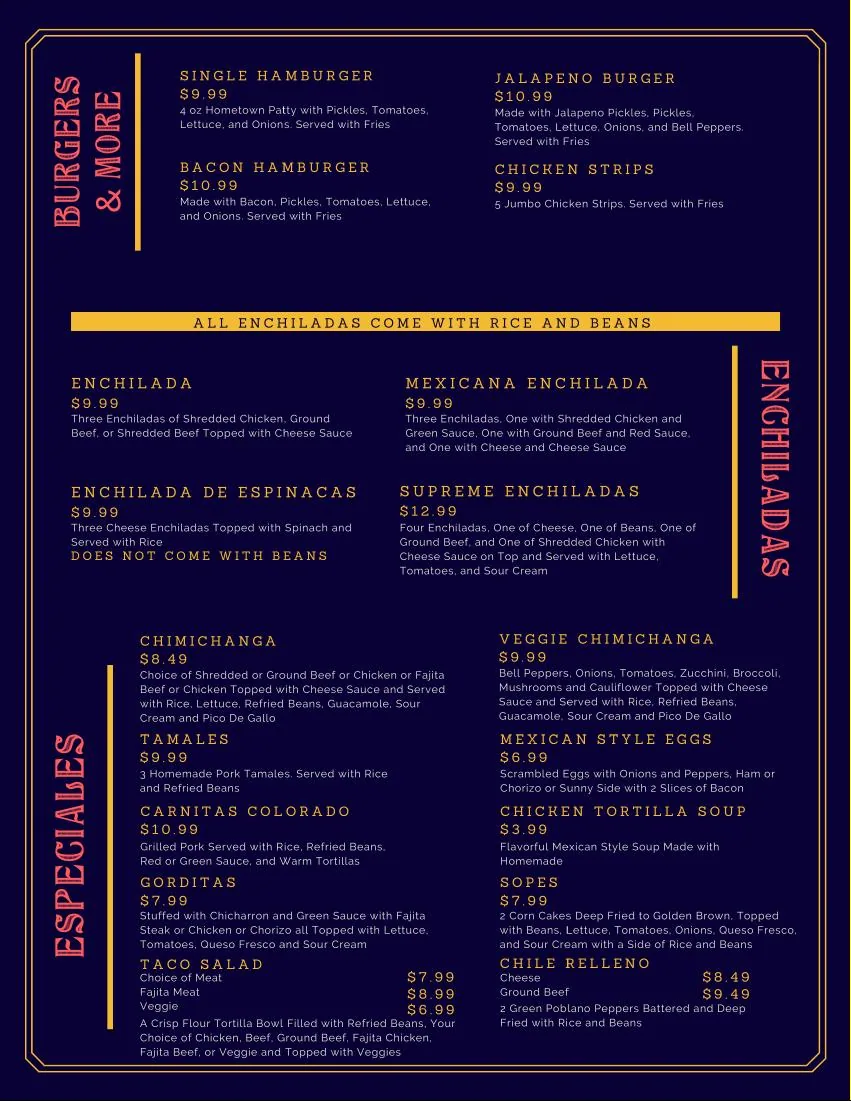 El Tres Amigos Bar & Grill Menu